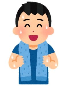 汗をかいたお兄さん
